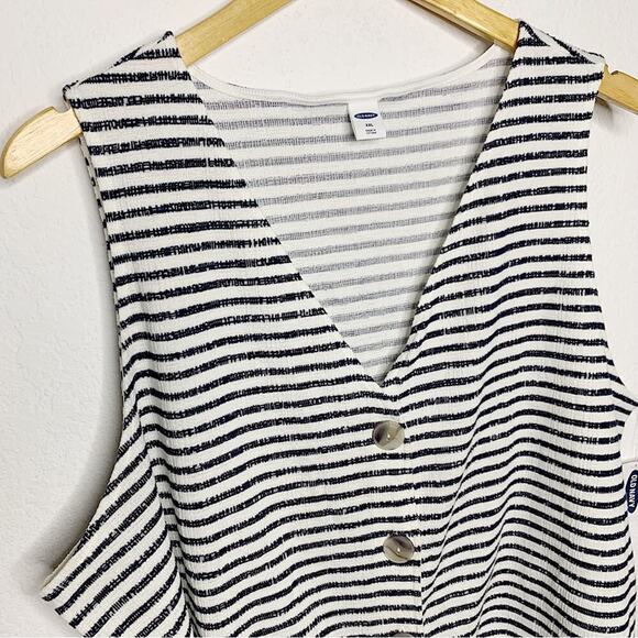 NWT Old Navy Navy Stripe Sleeveless Button Front Tie Top Size XXL $24.99 - Picture 6 of 10